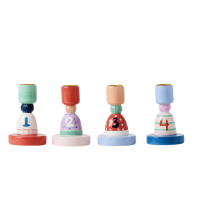 Set of 4 Colourful Ceramic Advent Candle Holders By Rice DK